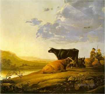 Kühe klassische Landschaft Ölgemälde